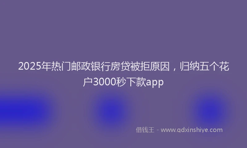 2025年热门邮政银行房贷被拒原因，归纳五个花户3000秒下款app