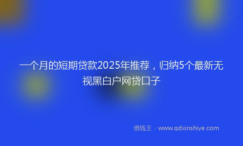 一个月的短期贷款2025年推荐，归纳5个最新无视黑白户网贷口子