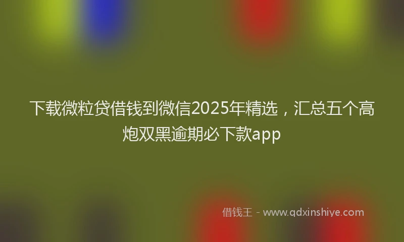 下载微粒贷借钱到微信2025年精选，汇总五个高炮双黑逾期必下款app