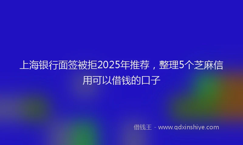 上海银行面签被拒2025年推荐，整理5个芝麻信用可以借钱的口子