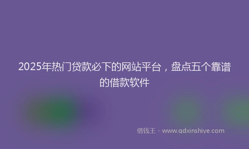 2025年热门贷款必下的网站平台，盘点五个靠谱的借款软件