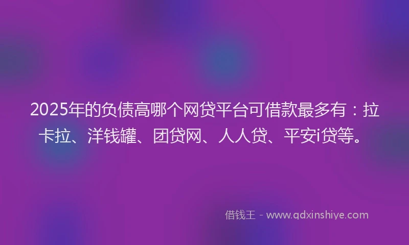 2025年的负债高哪个网贷平台可借款最多有：拉卡拉、洋钱罐、团贷网、人人贷、平安i贷等。