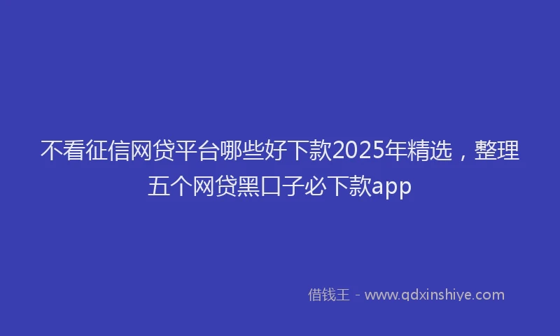 不看征信网贷平台哪些好下款2025年精选，整理五个网贷黑口子必下款app