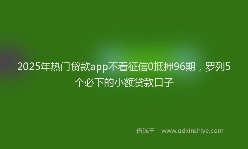 2025年热门贷款app不看征信0抵押96期，罗列5个必下的小额贷款口子