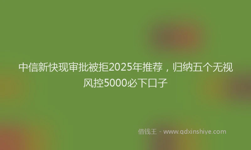 中信新快现审批被拒2025年推荐，归纳五个无视风控5000必下口子