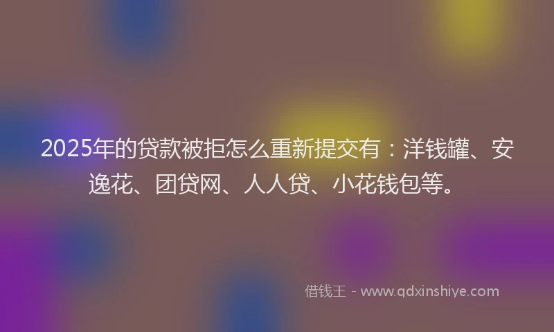 2025年的贷款被拒怎么重新提交有：洋钱罐、安逸花、团贷网、人人贷、小花钱包等。