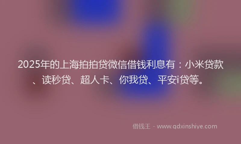 2025年的上海拍拍贷微信借钱利息有：小米贷款、读秒贷、超人卡、你我贷、平安i贷等。