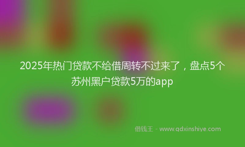 2025年热门贷款不给借周转不过来了，盘点5个苏州黑户贷款5万的app