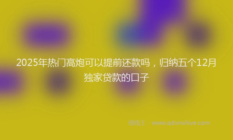 2025年热门高炮可以提前还款吗，归纳五个12月独家贷款的口子