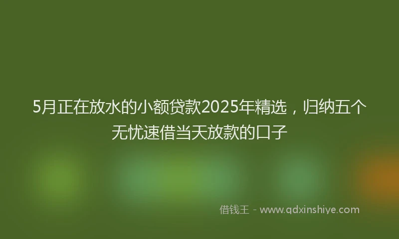 5月正在放水的小额贷款2025年精选，归纳五个无忧速借当天放款的口子