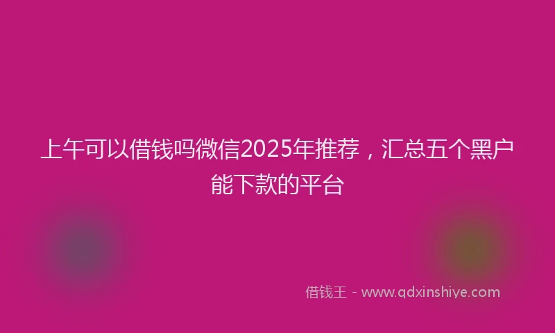 上午可以借钱吗微信2025年推荐，汇总五个黑户能下款的平台