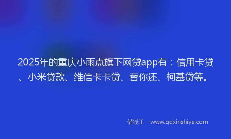2025年的重庆小雨点旗下网贷app有：信用卡贷、小米贷款、维信卡卡贷、替你还、柯基贷等。