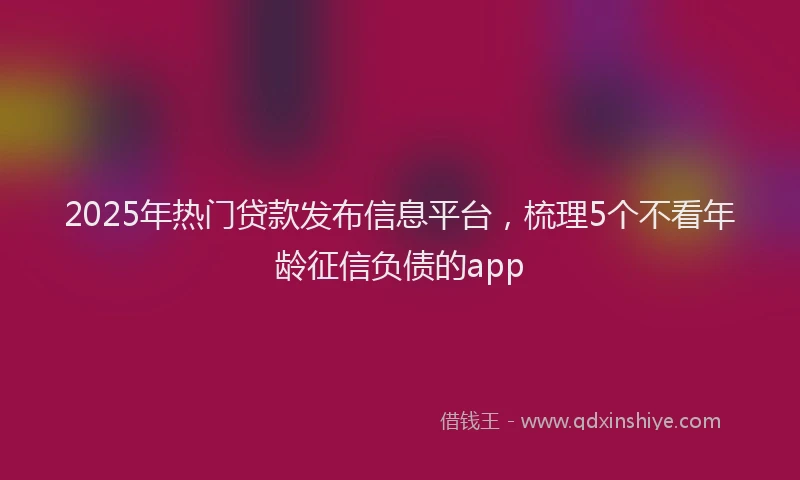 2025年热门贷款发布信息平台，梳理5个不看年龄征信负债的app
