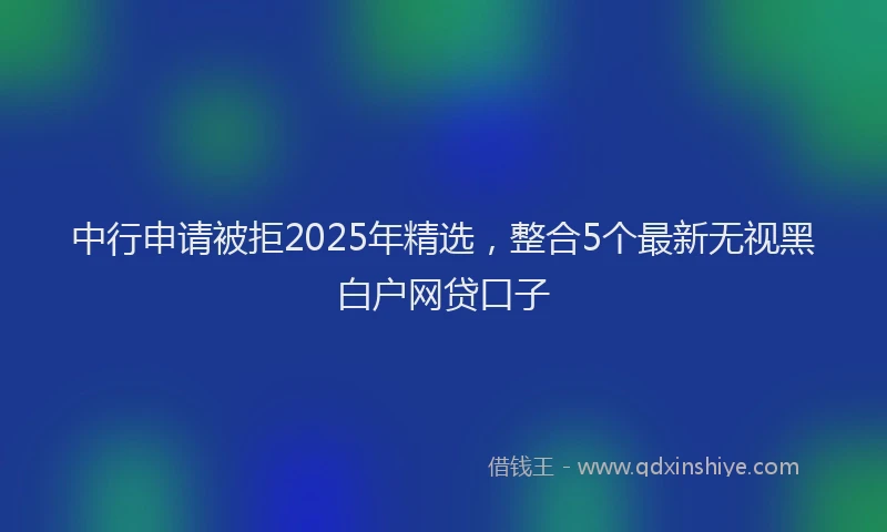 中行申请被拒2025年精选，整合5个最新无视黑白户网贷口子
