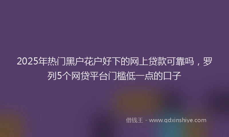 2025年热门黑户花户好下的网上贷款可靠吗，罗列5个网贷平台门槛低一点的口子