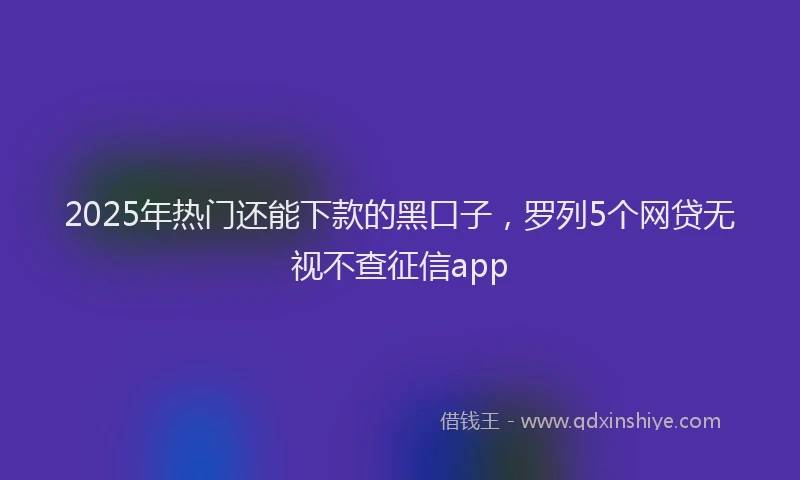 2025年热门还能下款的黑口子，罗列5个网贷无视不查征信app