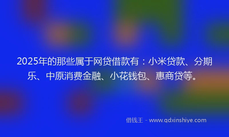 2025年的那些属于网贷借款有：小米贷款、分期乐、中原消费金融、小花钱包、惠商贷等。