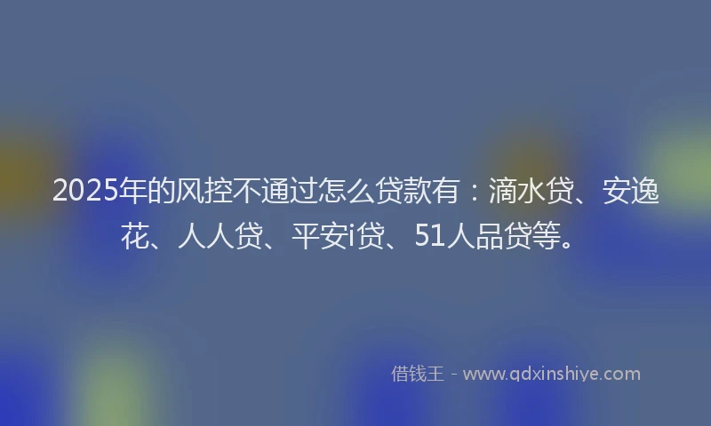 2025年的风控不通过怎么贷款有：滴水贷、安逸花、人人贷、平安i贷、51人品贷等。