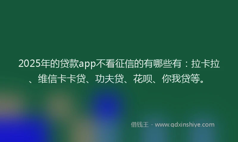 2025年的贷款app不看征信的有哪些有：拉卡拉、维信卡卡贷、功夫贷、花呗、你我贷等。