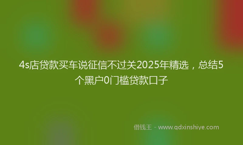 4s店贷款买车说征信不过关2025年精选，总结5个黑户0门槛贷款口子