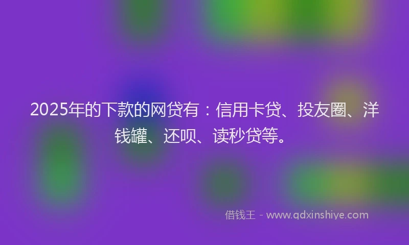2025年的下款的网贷有：信用卡贷、投友圈、洋钱罐、还呗、读秒贷等。
