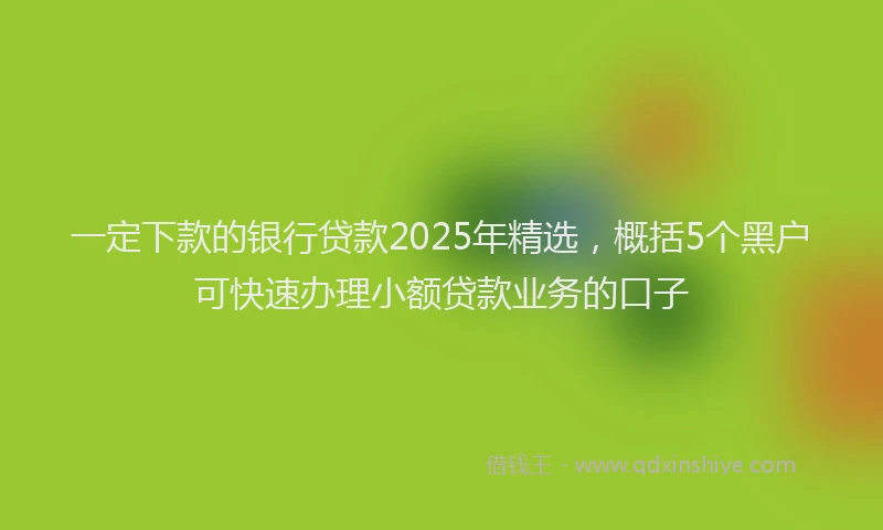一定下款的银行贷款2025年精选，概括5个黑户可快速办理小额贷款业务的口子