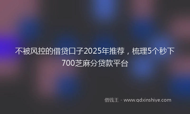 不被风控的借贷口子2025年推荐，梳理5个秒下700芝麻分贷款平台