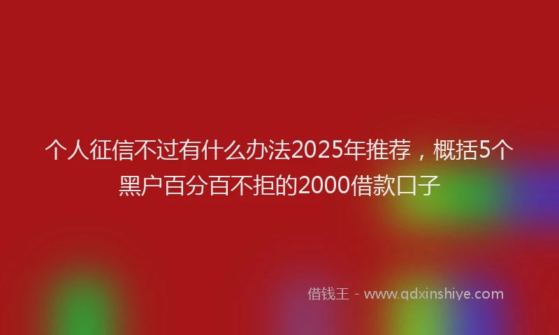 个人征信不过有什么办法2025年推荐，概括5个黑户百分百不拒的2000借款口子