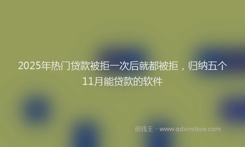 2025年热门贷款被拒一次后就都被拒，归纳五个11月能贷款的软件