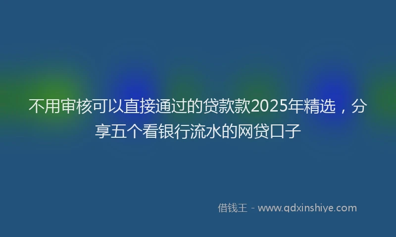 不用审核可以直接通过的贷款款2025年精选，分享五个看银行流水的网贷口子