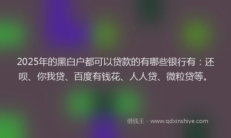 2025年的黑白户都可以贷款的有哪些银行有：还呗、你我贷、百度有钱花、人人贷、微粒贷等。