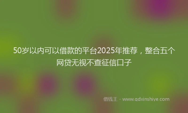 50岁以内可以借款的平台2025年推荐，整合五个网贷无视不查征信口子