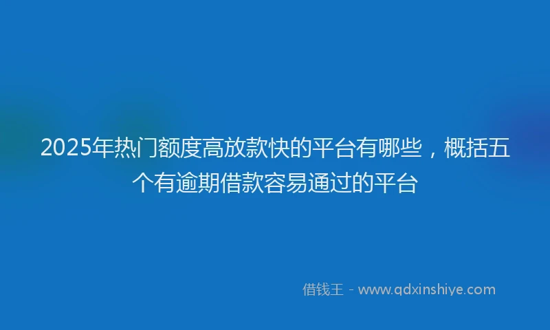 2025年热门额度高放款快的平台有哪些，概括五个有逾期借款容易通过的平台
