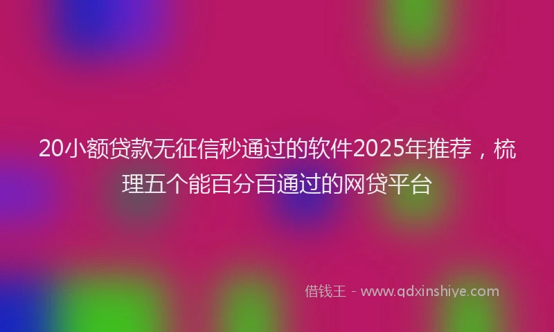20小额贷款无征信秒通过的软件2025年推荐，梳理五个能百分百通过的网贷平台