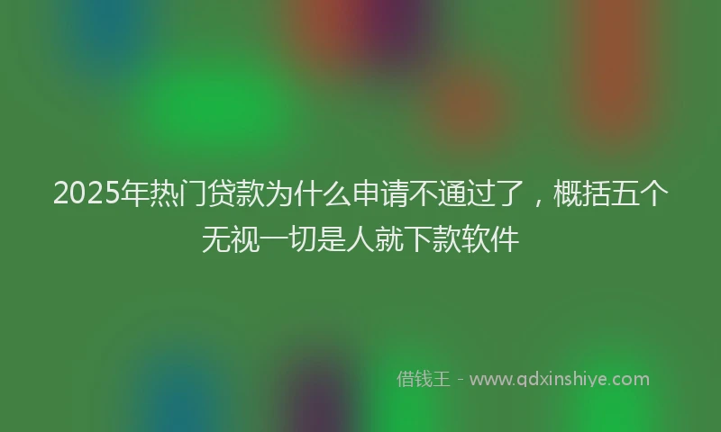 2025年热门贷款为什么申请不通过了，概括五个无视一切是人就下款软件