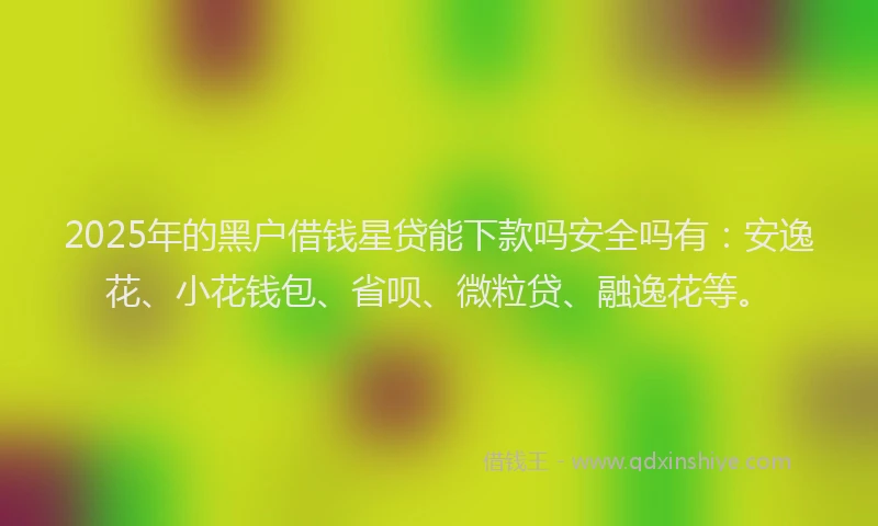 2025年的黑户借钱星贷能下款吗安全吗有：安逸花、小花钱包、省呗、微粒贷、融逸花等。