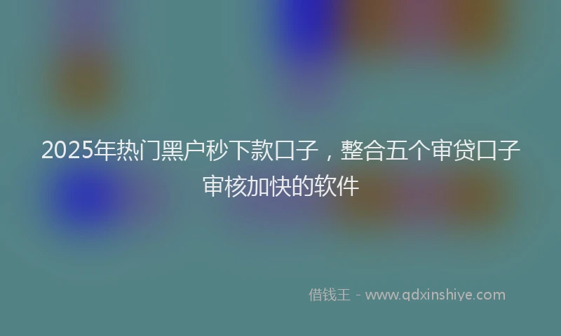 2025年热门黑户秒下款口子，整合五个审贷口子审核加快的软件