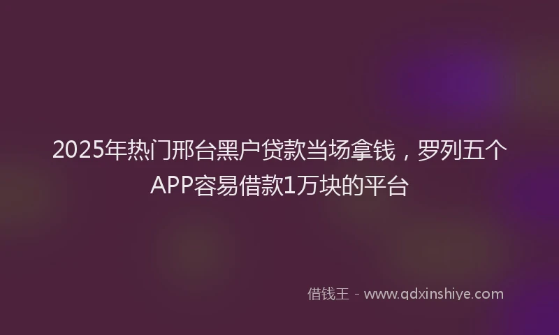 2025年热门邢台黑户贷款当场拿钱，罗列五个APP容易借款1万块的平台