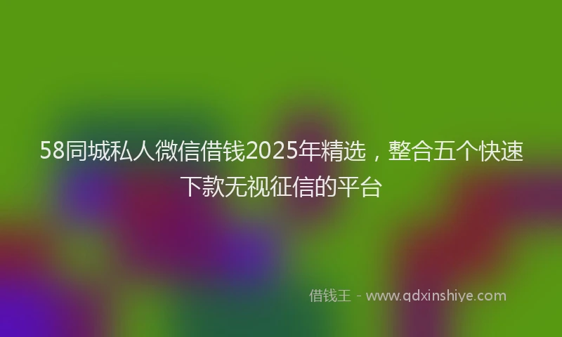 58同城私人微信借钱2025年精选，整合五个快速下款无视征信的平台