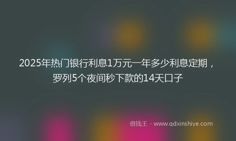 2025年热门银行利息1万元一年多少利息定期，罗列5个夜间秒下款的14天口子