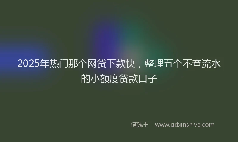 2025年热门那个网贷下款快，整理五个不查流水的小额度贷款口子