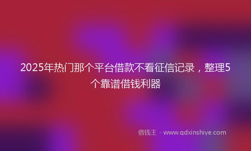 2025年热门那个平台借款不看征信记录，整理5个靠谱借钱利器