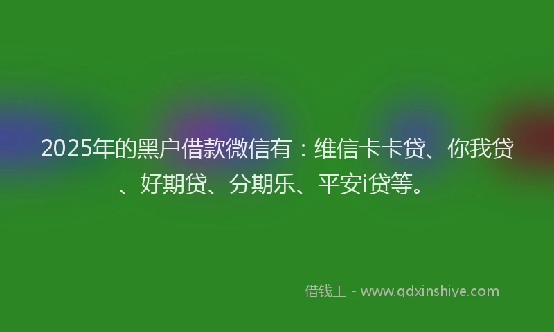 2025年的黑户借款微信有：维信卡卡贷、你我贷、好期贷、分期乐、平安i贷等。