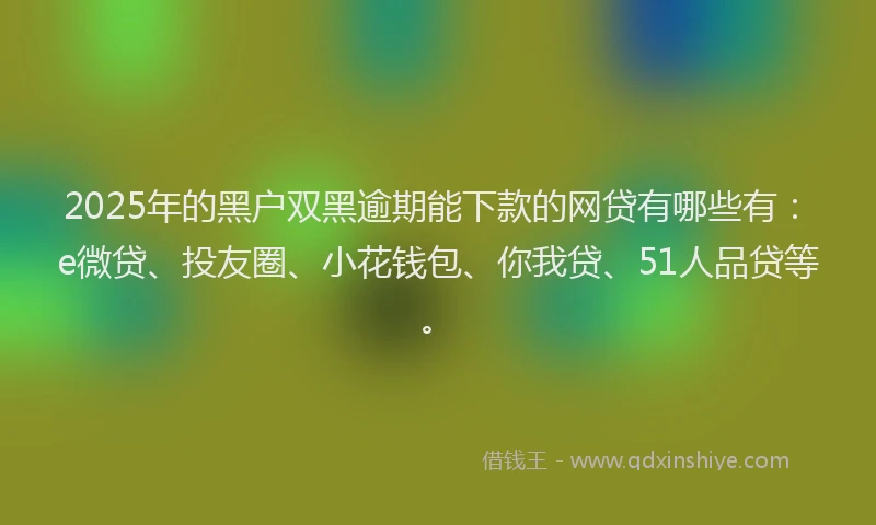 2025年的黑户双黑逾期能下款的网贷有哪些有：e微贷、投友圈、小花钱包、你我贷、51人品贷等。