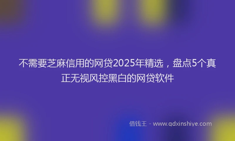 不需要芝麻信用的网贷2025年精选，盘点5个真正无视风控黑白的网贷软件