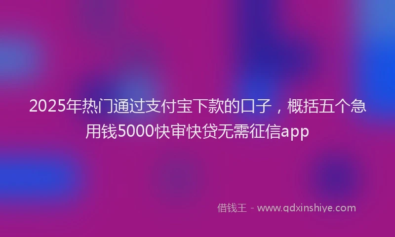 2025年热门通过支付宝下款的口子，概括五个急用钱5000快审快贷无需征信app