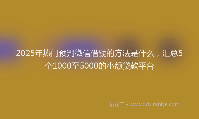 2025年热门预判微信借钱的方法是什么，汇总5个1000至5000的小额贷款平台