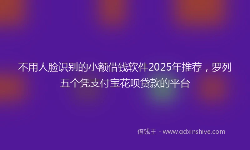 不用人脸识别的小额借钱软件2025年推荐，罗列五个凭支付宝花呗贷款的平台