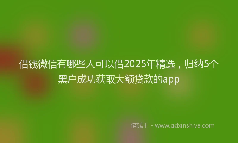 借钱微信有哪些人可以借2025年精选，归纳5个黑户成功获取大额贷款的app