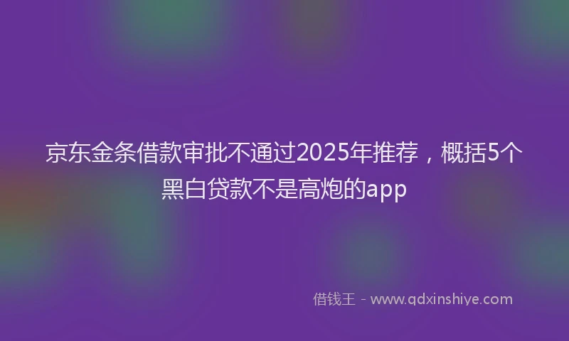 京东金条借款审批不通过2025年推荐，概括5个黑白贷款不是高炮的app